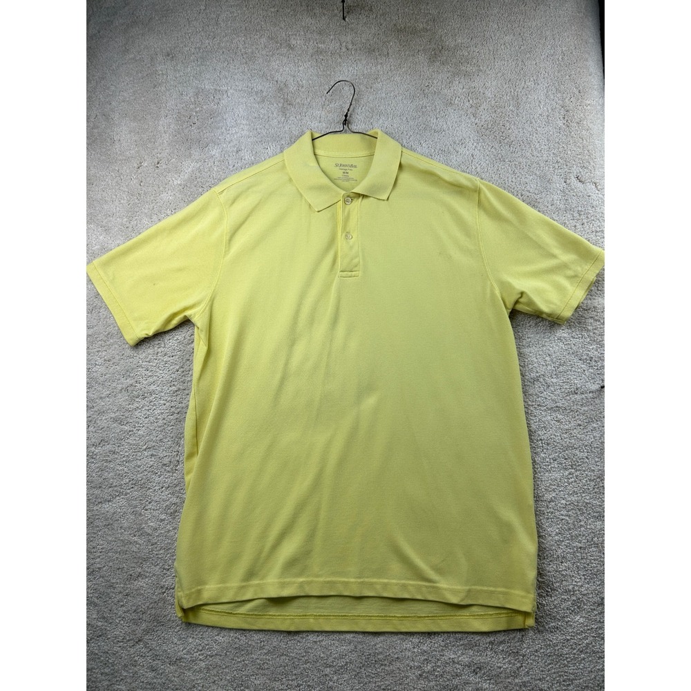 St. Johns Bay Solid Polo M Yellow Short Sleeve Classic Piqué Preppy Dadcore Golf